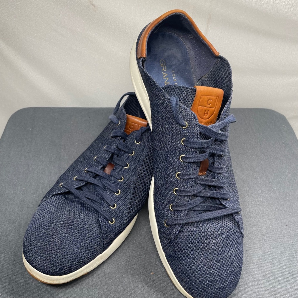 Cole Haan Men Sneaker Knit Leather 15M GrandPro Rally C31431 Navy Blue